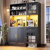 Photo Gallery kebnor mobile alto da cucina, credenza, armadio da cucina con ante in vetro e illuminazione a led, nero (130 x 45 x 180 cm) Photo Gallery kebnor mobile alto da cucina, credenza, armadio da cucina con ante in vetro e illuminazione a led, nero (130 x 45 x 180 cm)