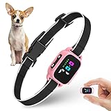 RICIVI Anti-Bark Collar for Small Dogs, No Shock Anti Barking Collars with 7 Sensitivities, 3 Adjustable Modes Beep & Vibration, IP67 Waterproof - Effective & Humane, Sweet Pink