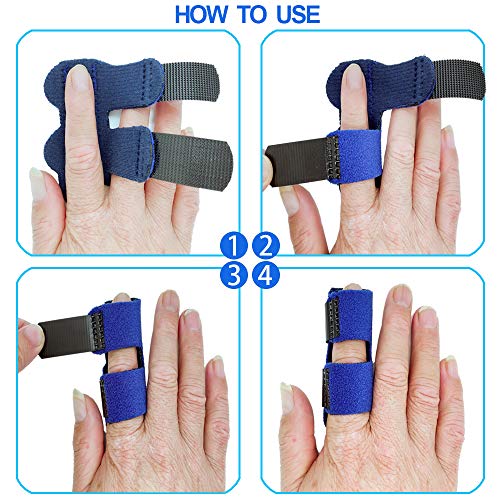 Qinizx 2 Pack Trigger Finger Splint, Adjustable Mallet Finger Brace Stabilizer For Index, Middle, Ring Finger - Tendon Release & Pain Relief (Blue) #TOP4