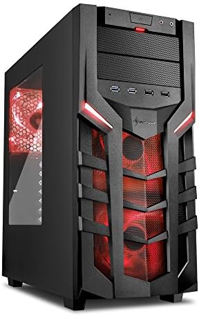 SHARKOON DG7000 RED Mid Tower Case with Easy Connectivity - Black