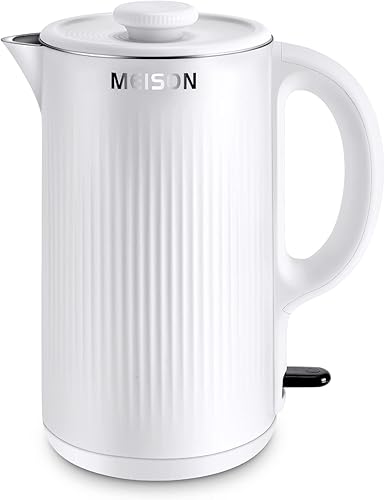 Hervidores eléctricos de acero inoxidable para agua hirviendo calentador de caldera de agua caliente de doble pared tetera eléctrica de tacto frío