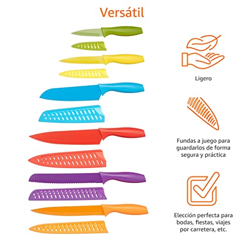 Amazon Basics Juego de Cuchillos de Colores, 12 Unidad, Surtido - imagen 4
