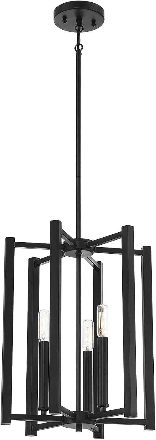 Savoy House 3-7700-3-89 Benson Modern Pendant, 3-Light 180 Total Watts, 17" H x 13" W, Matte Black