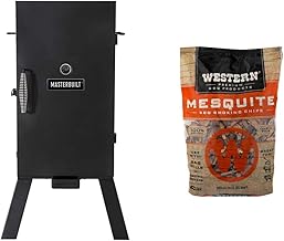 Masterbuilt MB20070210 Analog Electric Smoker with 3 Smoking Racks, 30 inch, Black & Western Premium BBQ Smoking Chips, Mesquite BBQ