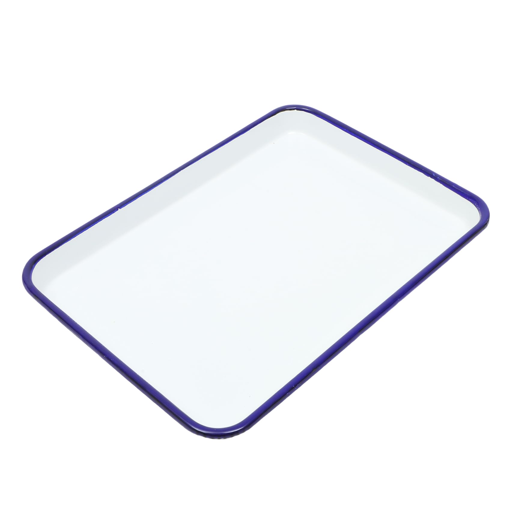 ABOOFAN White Enamel Sheet Pan Enamelware Roasting Pan Rectangular Baking Tray Black Rim Solid White Enamel Baking Cookie Sheet for Kitchen Restaurant 26x18cm