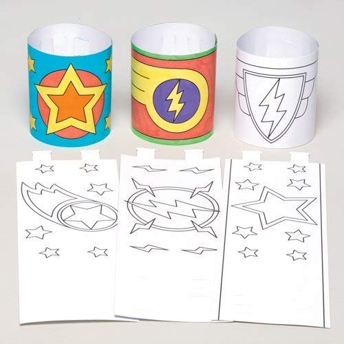 Baker Ross Pulseras de superhéroes para colorear que los niños pueden crear,...