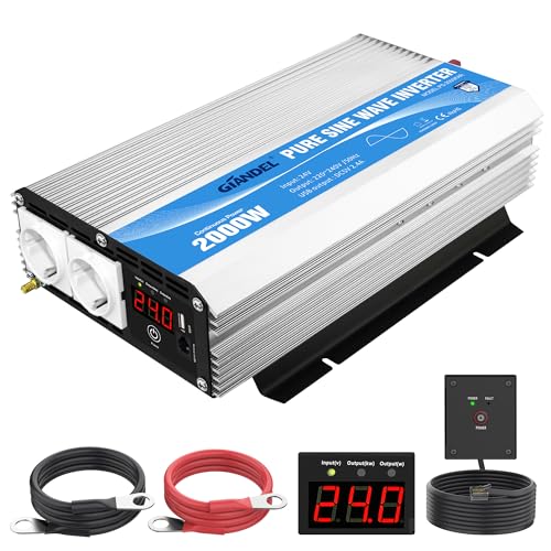 GIANDEL Inversor de 24 V a 230 V de onda sinusoidal pura de 2000 W...