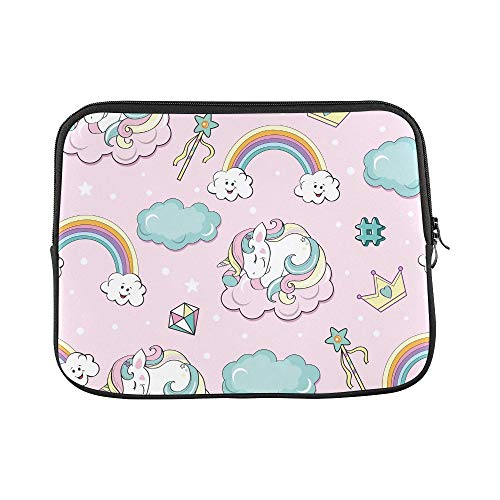 JOCHUAN Diseño Personalizado Hermoso Unicornios Pop Art en Nubes Manga Suave Funda para computadora portátil Bolsa Piel para Macbook Air 11'(2...