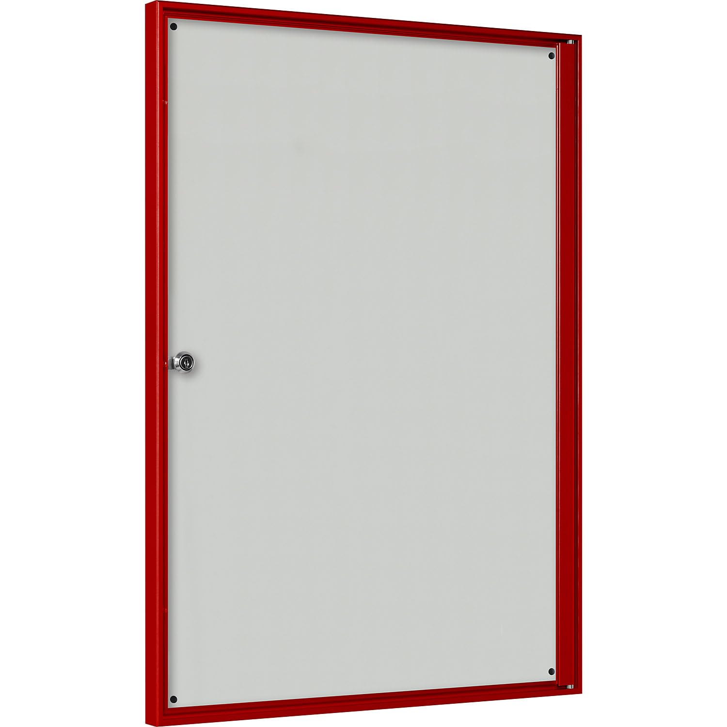 Vitrina de anuncios para interiores, para formato 2 x 2 DIN A4, marco rojo.