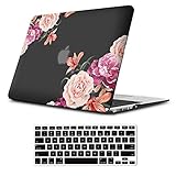 iLeadon MacBook Air 11 inch Protective Hard Case Soft Touch Ultra Thin Shell Cover+Keyboard Cover for MacBook Air 11 inch Model A1370/A1465 (MacBook Air 11 Inch, Peony Flower)