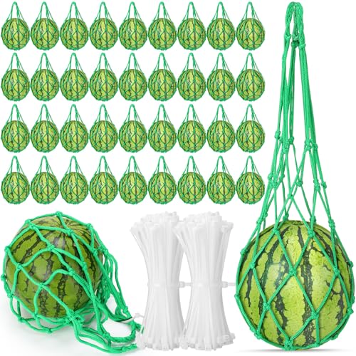 Nuenen 12 Pcs Watermelon Net Melon Hammock Melon Cradle Plant and Garden Supports Pumpkin Support Hanging Bag Protects Watermelons Honeydew Squash Cantaloupes (Green)