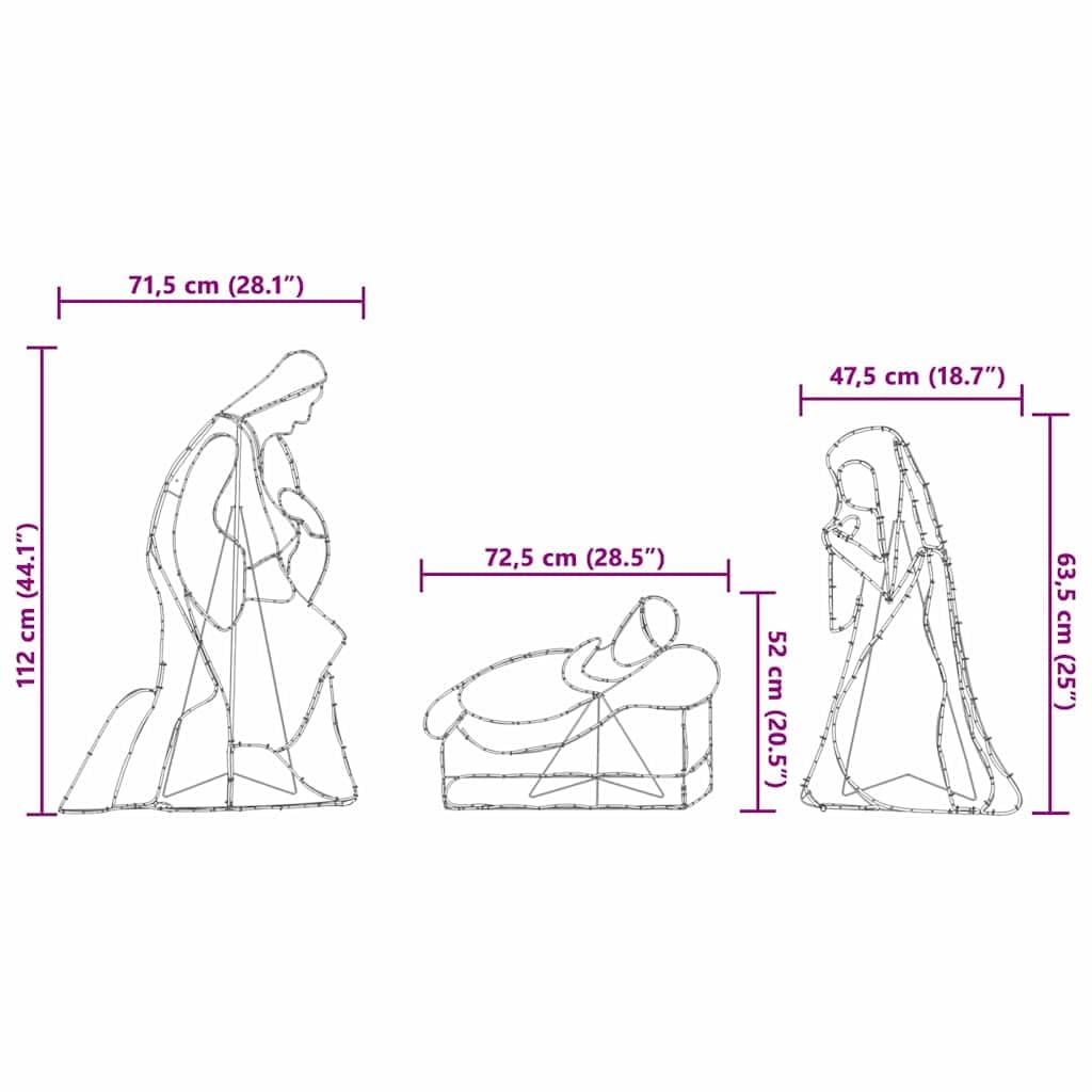 vidaXL Escena de Natividad Iluminada Multicolor 112 x 71,5 cm PVC