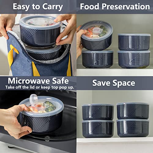 Adewnest Ceramic Bowl With Lid: Soup & Salad Bowls With Lids For Lunch/Picnic - Food Storage Containers - Meal Prep Bowls With Lids - Microwave Safe Serving Bowls Set Of 4-5 Inch, 20 Oz (Navy) #TOP5