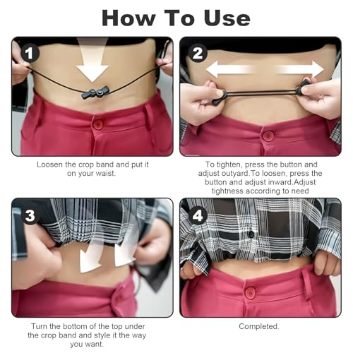2pcs Adjustable Shirt Tuck Band Women Bands for Tucking Shirts Stays Belt Adjustable Elastic Crop Bands Lightweight Sweater Cropping Belt for Women4