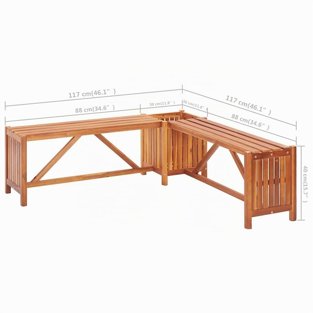 vidaXL Panca Giardino Angolare con Fioriera Robusta Elegante Rustica Panchina con Vaso Portafiori Seduta per Esterni Naturale Massello Acacia