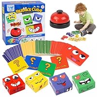 Yozexin Face Changing Magic Cube Game, 3D Puzzle Face-Changing Magic Cube, 16 Wooden Cube Puzzle,64 Expression Cards Wooden Toy Funny Puzzles Kit ,Educational Board Game for Kids & Adults