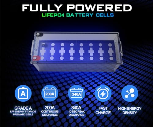 Image of 12 Volt 630Ah Lithium Golf Cart Battery, 12V LiFePO4 Battery, 200A BMS, 4000+ Cycles, 8.06 kWh Energy, 2.56kW Max Power Output, Perfect for Off-Grid, Home Storage, RV, Marine