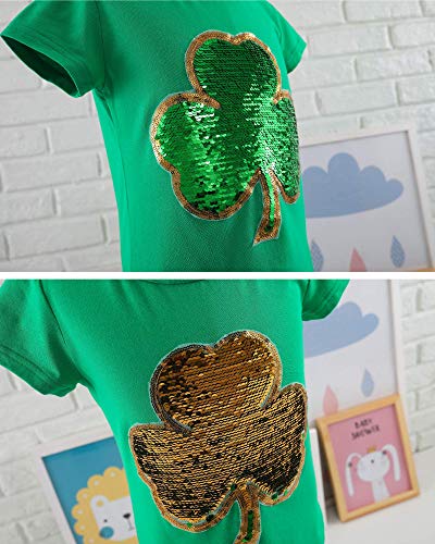 Image of St. Patrick's Day Shirt for Kids Flip Sequin Girls and Boys Green T-Shirt Clothing 4-12 Years