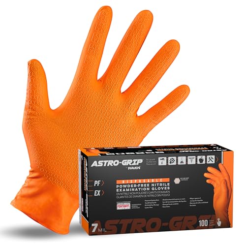 Guantes de nitrilo naranja Astro-Grip XL para talleres mecánicos y trabajos de alta resistencia