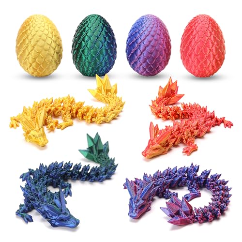 4PCS 3D Printed Dragon Eggs with Dragon Inside, Class Valentines Day Gifts for Kids,...