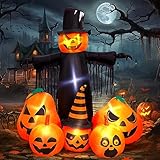 Max Fun 7FT Halloween Inflatables Pumpkin Decorations with LED Build-in Halloween Yard Decoration Blow Up Inflatables for Outdoor Indoor Garden Lawn (7Ft-Halloween Pumpkin)