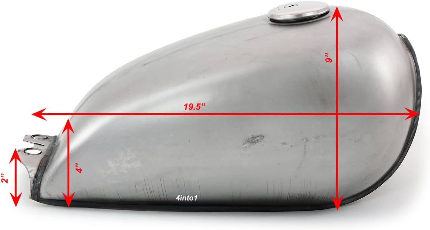 The Pacifica Bobber - Raw Steel - 2.4 Gallon 9L Motorcycle Gas / Fuel Tank