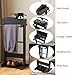 GLSCASA Wooden Valet Stand Clothes with Shoe Shelf, Coat Hanger and Hat Rack, Mens Valet Stand with Storage Organizer, Display Free Standing, Black