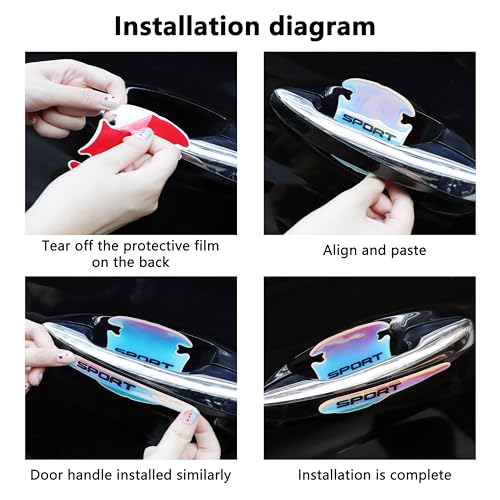 Image of 8 PCS Car Door Handle Scratch Protectors,Car Door Protector Edge Guards Universal Door Handle Protector Paint Guard (Sport)