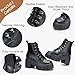 FITORY Women’s Combat Boots Lightweight Lace up Side Zipper Ankle Botas High Heel Chunky Platform Lug Sole Booties Black Size 8.5
