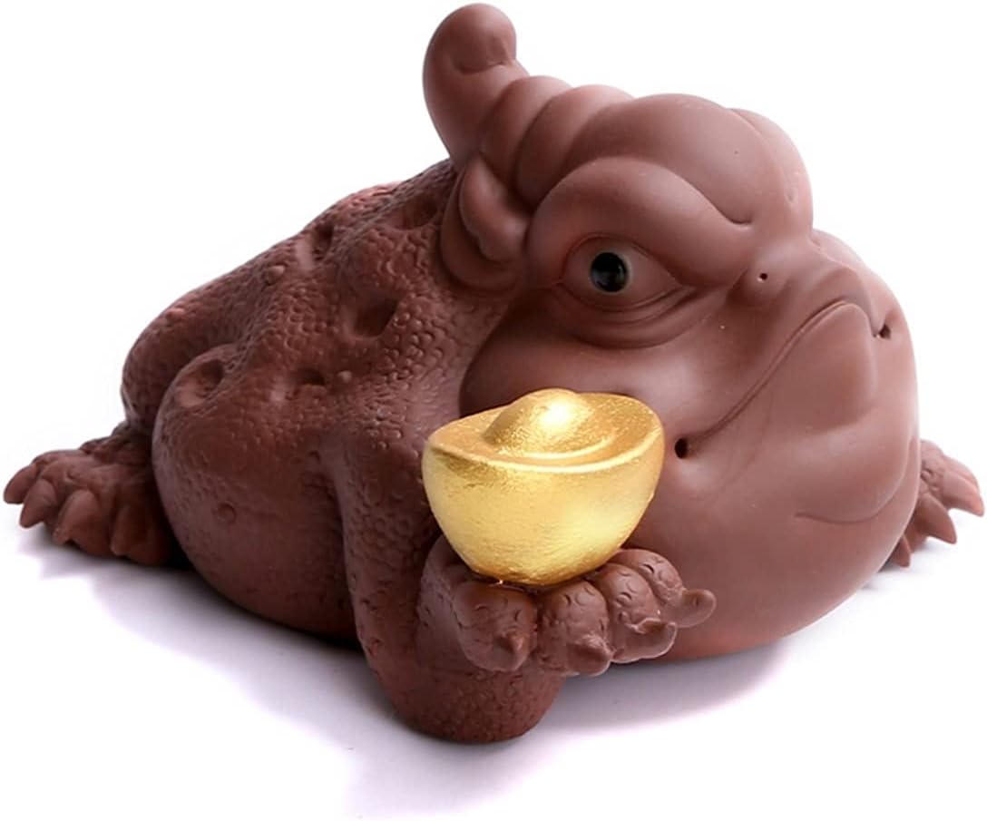 Fortune Ornament Money Frog Toad Decoration Feng Shui Wealth Luck Office Desk Store Opening Gift Car Dashboard Decoration Money Toad Statue Fortune Pendulum(A)