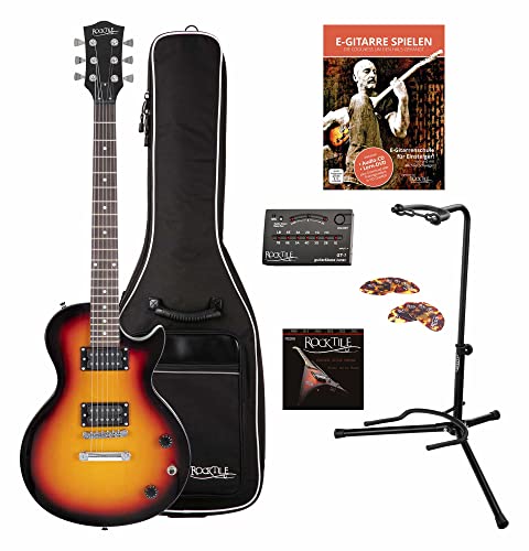 Rocktile L-100 SB Guitare Électrique Sunburst SET Gigbag + Stands + Cordes + Accordeur + Plectres - Les Beatles, Paul McCartney, John Lennon, RIngo Starr, George Harrison Rocktile L-100 SB Guitare Électrique Sunburst SET Gigbag + Stands + Cordes + Accordeur + Plectres