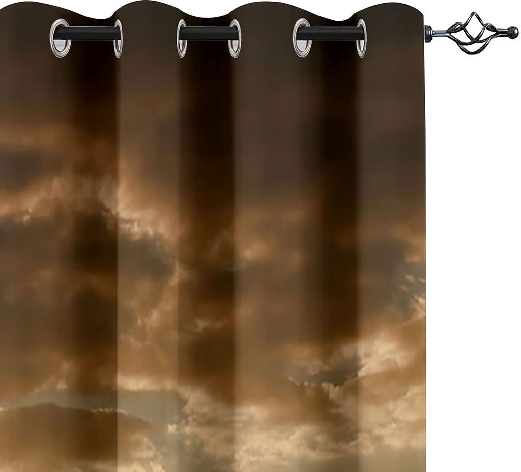 Rideaux Grande Largeur Occultant À Oeillets 260 X 214 Cm（L X H）Lot De 2 Rideau Thermique Isolant Anti Froid Décoration De Fenêtre Pour Chambre Cuisine Salon 3D Paysage De Coucher De Soleil De Pont D