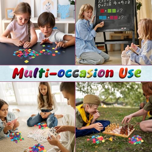 Image of Coopay 500 Pcs Foam Square Color Tiles, Math Counters, Sorting Colored Foam Squares Math Counting Manipulatives, Game Tokens, Bingo Chips, Classroom Crafts for Kids Learning Development Toys