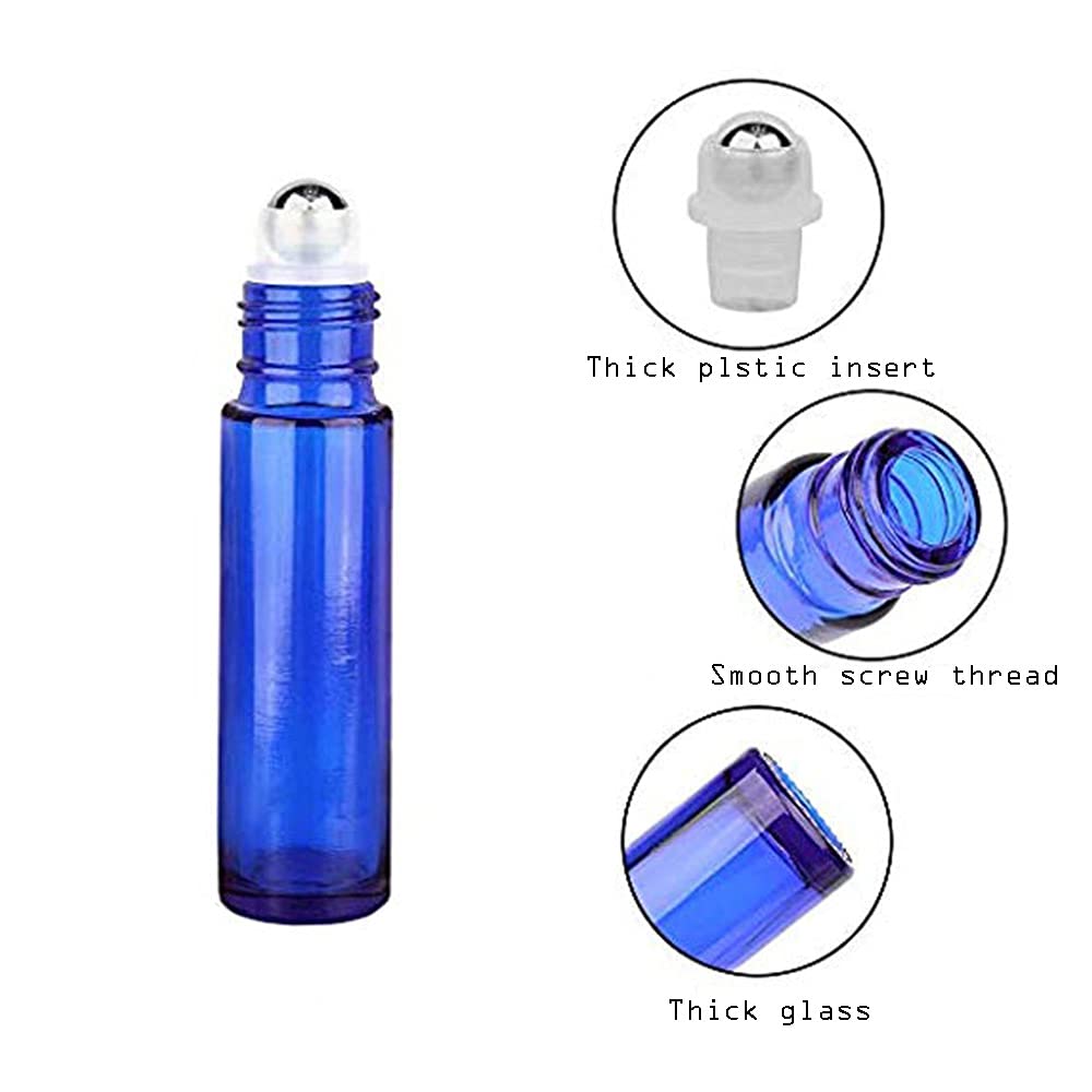 Lot De 10 Flacons Roll-on 10 Ml Vert Verre Avec Bille Acier Inox – Bouteilles Huiles Essentielles + Compte-Gouttes, Décapsuleur Et Étiquettes – Idéal Aromathérapie & Voyage
