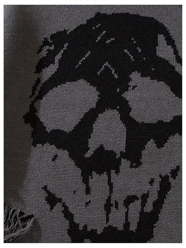 Men's Skull Graphic Gothic Sweater Y2K Grunge Ripped Sweater Unisex Oversized Pullovers Long Sleeve Knit Streetwear3