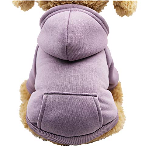 Pet Clothes for Small Dog Cat Hoodies Sweatshirt Winter Coat Warm Sweater Dog Outfits (S, Purple)