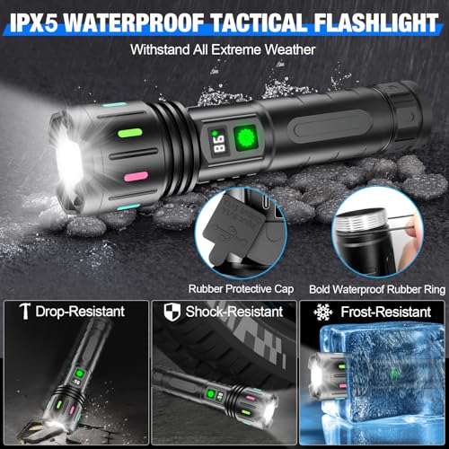 Image of Flashlights High Lumens Rechargeable, Super Bright LED Powerful Flashlight | Type-C, 5 Modes, Zoomable, IPX5 Waterproof Flash Light for Camping, Emergency, Hiking
