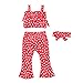 ZEZKT Ensemble 3 pcs Enfants Filles Bandeau Nœud Rouge + Bretelles + Pantalon Costume d'impression d'amour,Bébé Fille Ensemble de Vêtement pour 6 Mois - 4 Ans