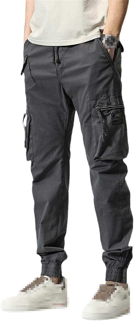 keusyoi Spring Summer Khaki Cargo Pants Men Streetwear Multi-Pockets Joggers Military Solid Cotton Casual Tactical Trousers