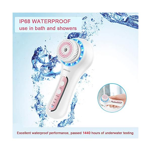 UMICKOO-Facial-Cleansing-BrushRechargeable-IPX7-Waterproof-with-5-Brush-HeadsFace-Brush-Use-for-Exfoliating-Massaging-and-Deep-Cleansing-Multi UMICKOO Face Scrubber Exfoliator,Facial Cleansing Brush Rechargeable IPX7 Waterproof with 5 Brush Heads,Electric Face Spin Brush for Exfoliating, Massaging and Deep Cleansing