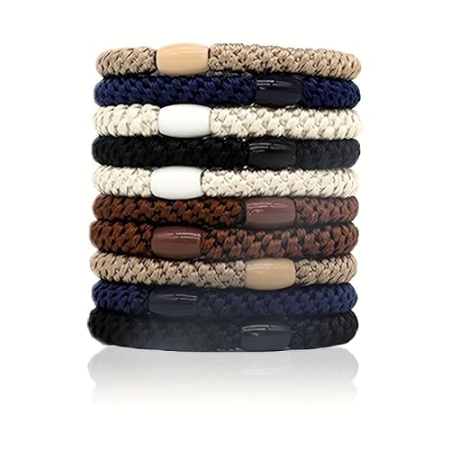 Bunte Haargummis Mädchen, 10 Stück Haargummis Damen Mehrfarbigen, Elastische Geflochtene Haargummi, Original Bunte Geflochtene Haarbänder, Mode Bunt, Für Dickes, Glattes Und Lockiges Haar (Dunkel)