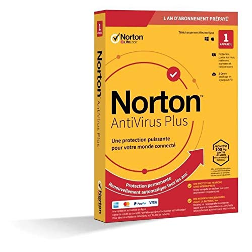 NORTON ANTIVIRUS PLUS 2GB FR 1 USER 1 DE