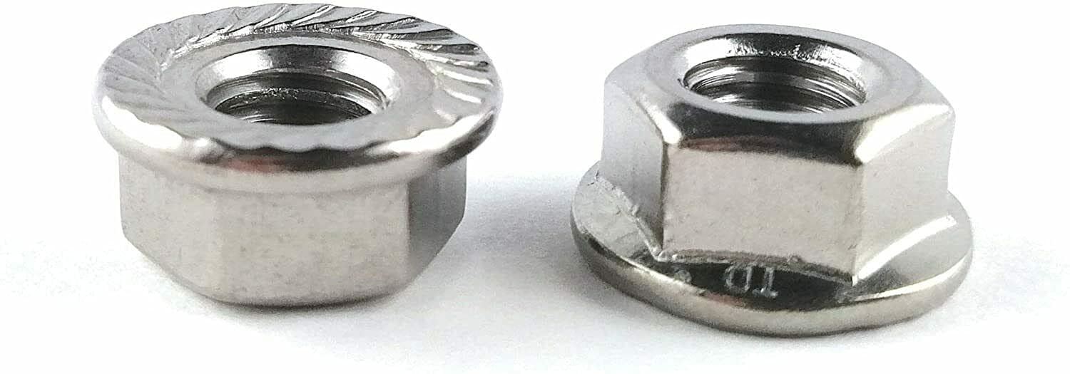 Tuercas hexagonales con brida y dentado de bloqueo DIN 6923, acero inoxidable A2 M16, 20 unidades