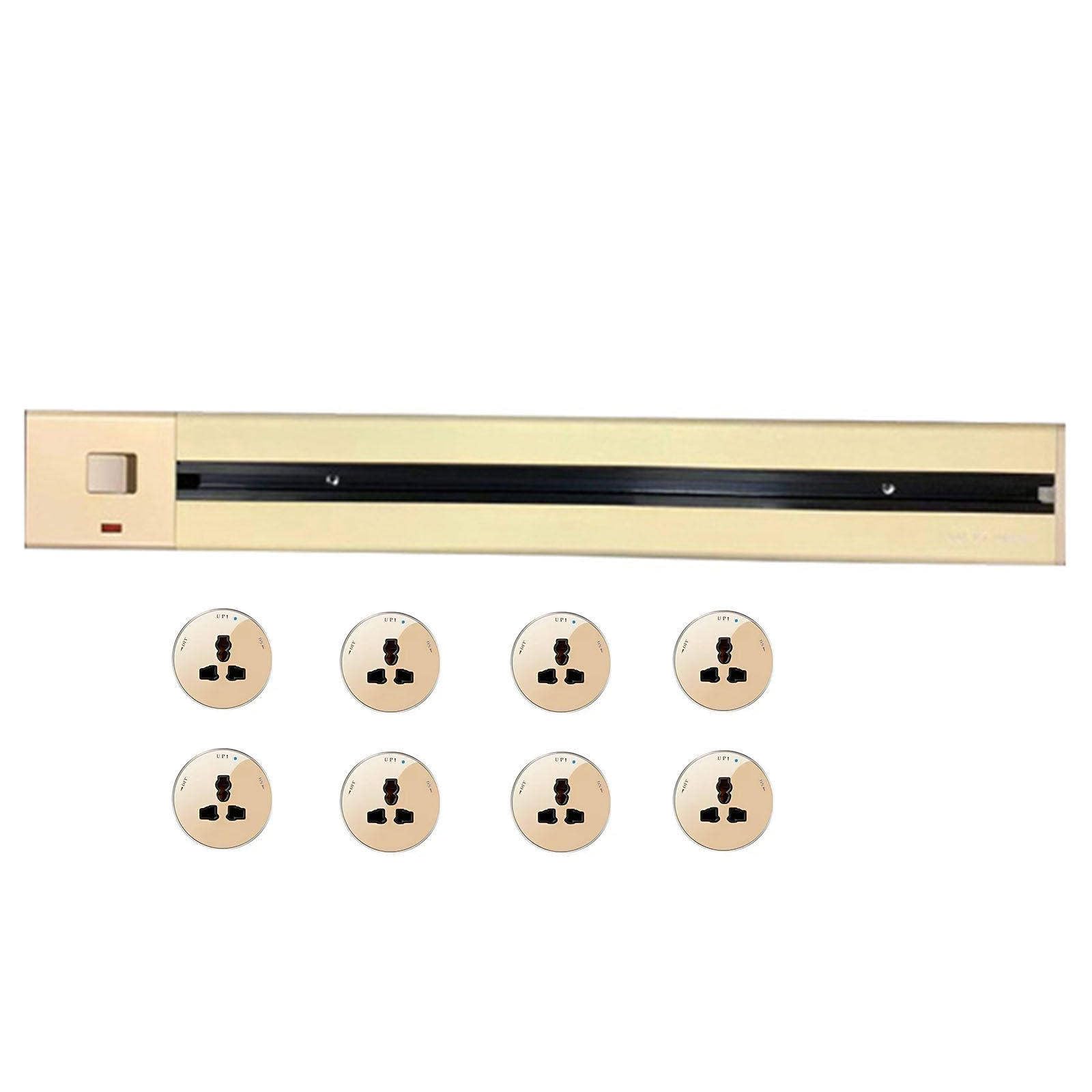 Power Strips Track Power Socket, Aluminum Alloy Kitchen, Wall Extension Slide Rail, Suitable for Mobile(Gold,80CM)