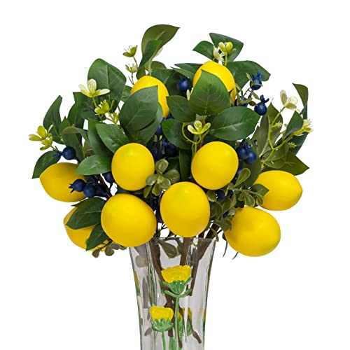 Wanglaap 12" Artificial Lemon Blueberry Branches, Lemon Blueberry Stems For Diy Holiday Decorations And Wedding Flower Arrangements (Pack Of 6) #TOP5