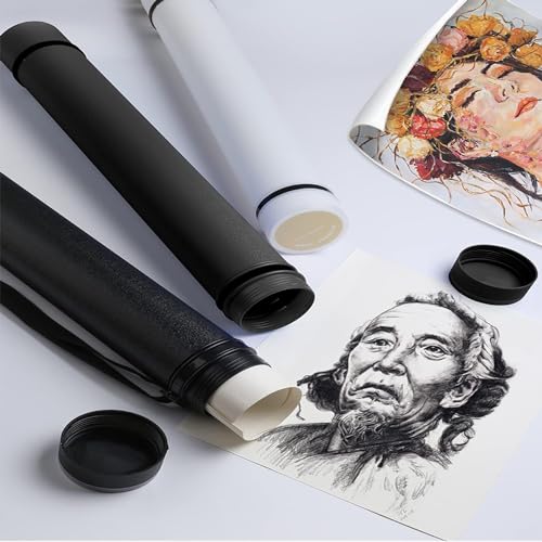 Ecjiuyi EC-TUBENEW Poster Tube With Strap,2Pack Expandable Poster Storage Tubes Expand From 24.5 Inch To 40 Inch ,Waterproof Telescoping Blueprint Art Document Transport Carrying Tube thumb #5