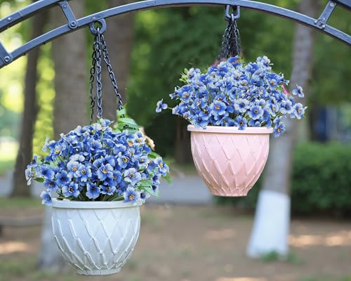 Image of Bassion 24 Bundles Artificial Flowers for Outdoors Decorations, Blue