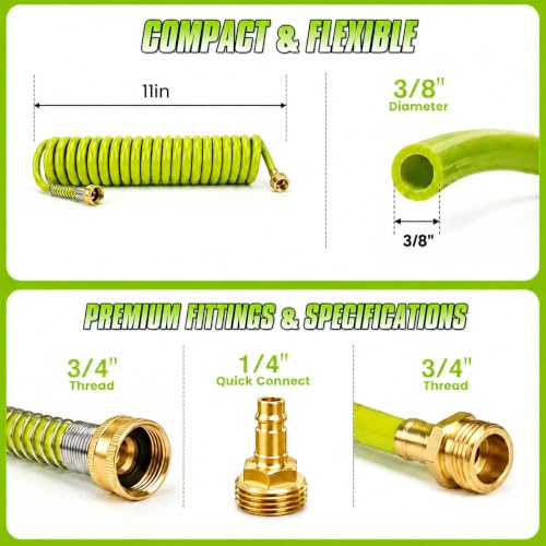 Image of RV Outdoor Shower Hose, RV Quick Connect Water Hose for RV Exterior Shower | Retractable 15FT RV External Shower Hose with 8 Spray Modes for Dog Wash, Muddy Feet, Camping Gear & Outdoor Cleanup
