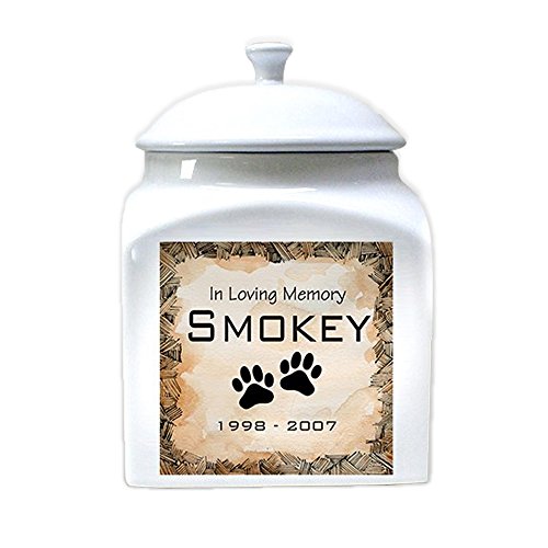 GiftsForYouNow White Ceramic Personalized Pet Urn for Pets Up to 100 Lbs, 7.75