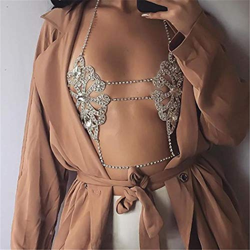 Nicute Rhinestone Body Chain Crystal Bra Bikini Chains Summer Beach Body Jewelry for Women and Girls (Gold) - Image 4